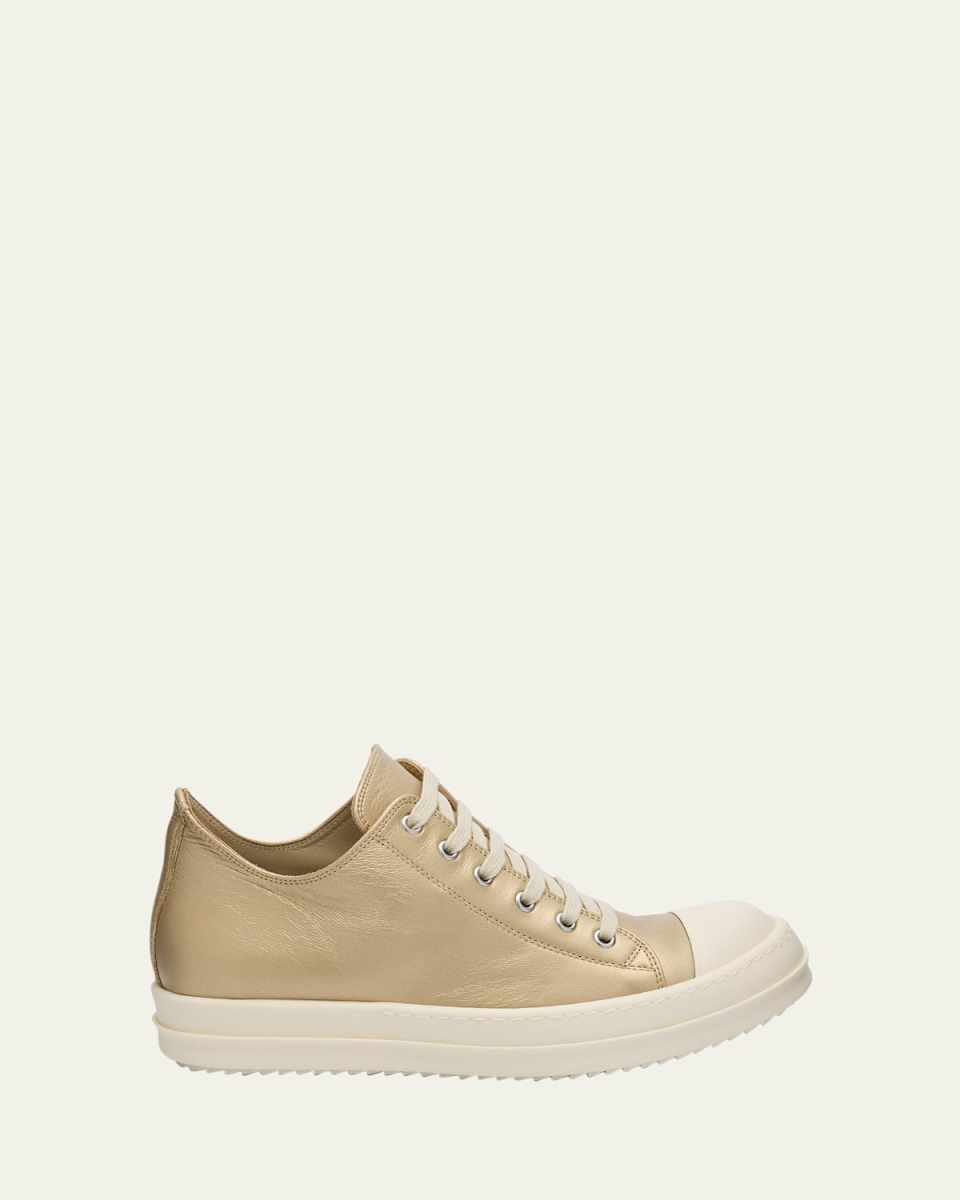 Metallic Leather Low Top Sneakers